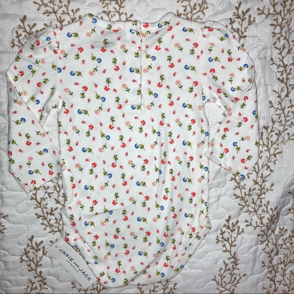 NWT Janie and Jack floral onesie size 3-6 month 100% cotton long sleeve kid baby - Picture 6 of 10